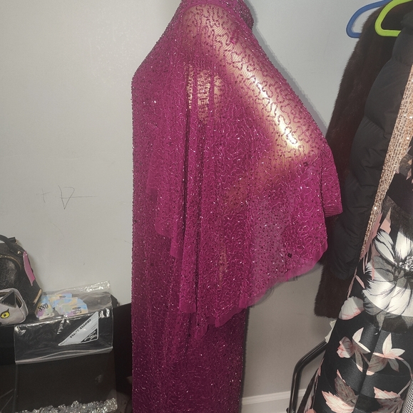 NWT $$269 Adrianna Papell Fully Beaded Cocktail Dress with Flutter Sleeves - Picture 8 of 12